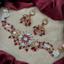 Amoliya Jewels Traditional Gold-Plated Pota Stone And Beads Necklace Set