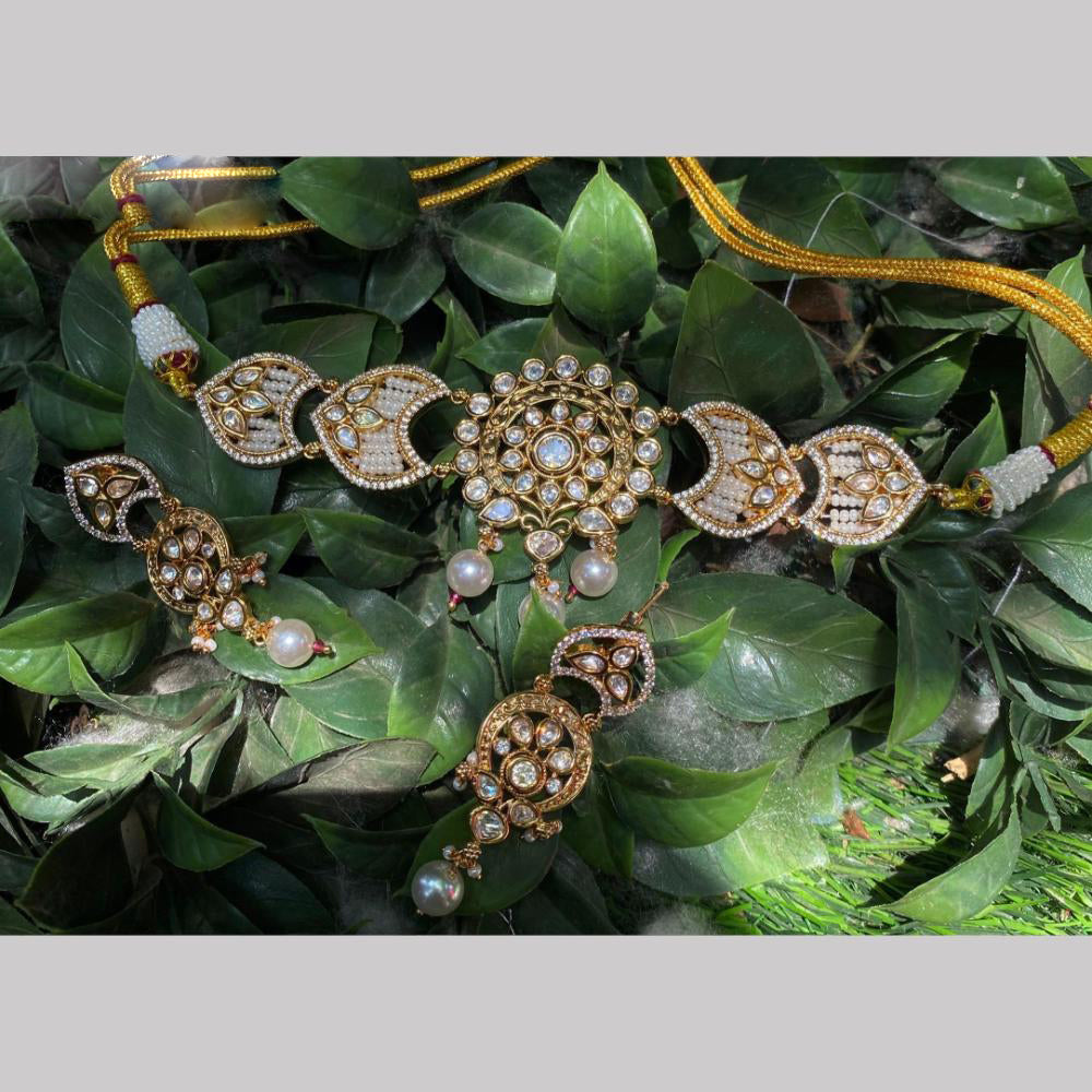 Amoliya Jewels Gold Plated Polki Kundan Timeless Wedding Collection Necklace Set