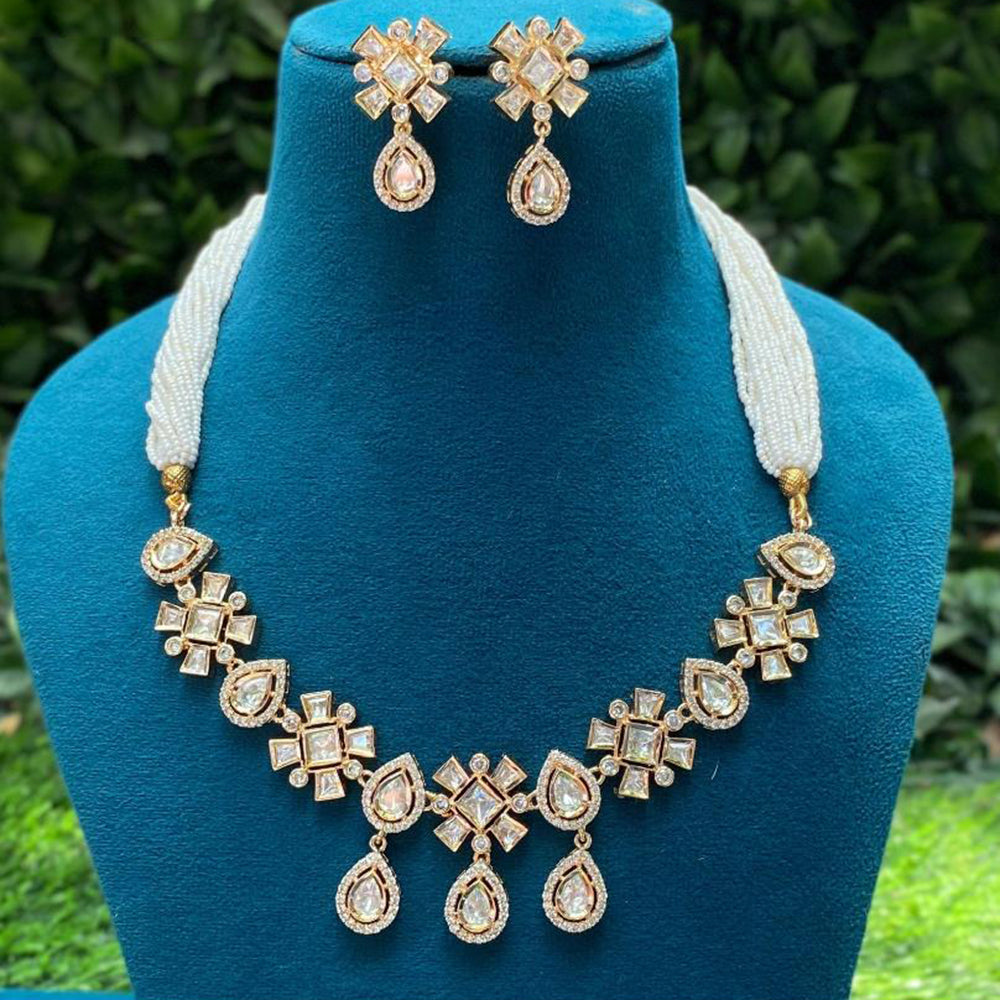 Amoliya Jewels Gold Plated Polki Kundan Timeless Wedding Collection Necklace Set
