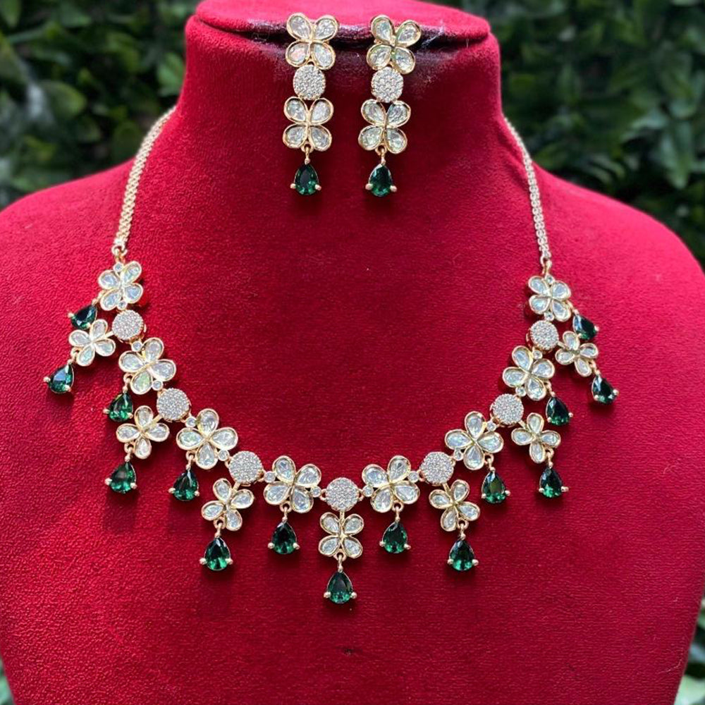 Amoliya Jewels Gold Plated Polki Kundan Timeless Wedding Collection Necklace Set
