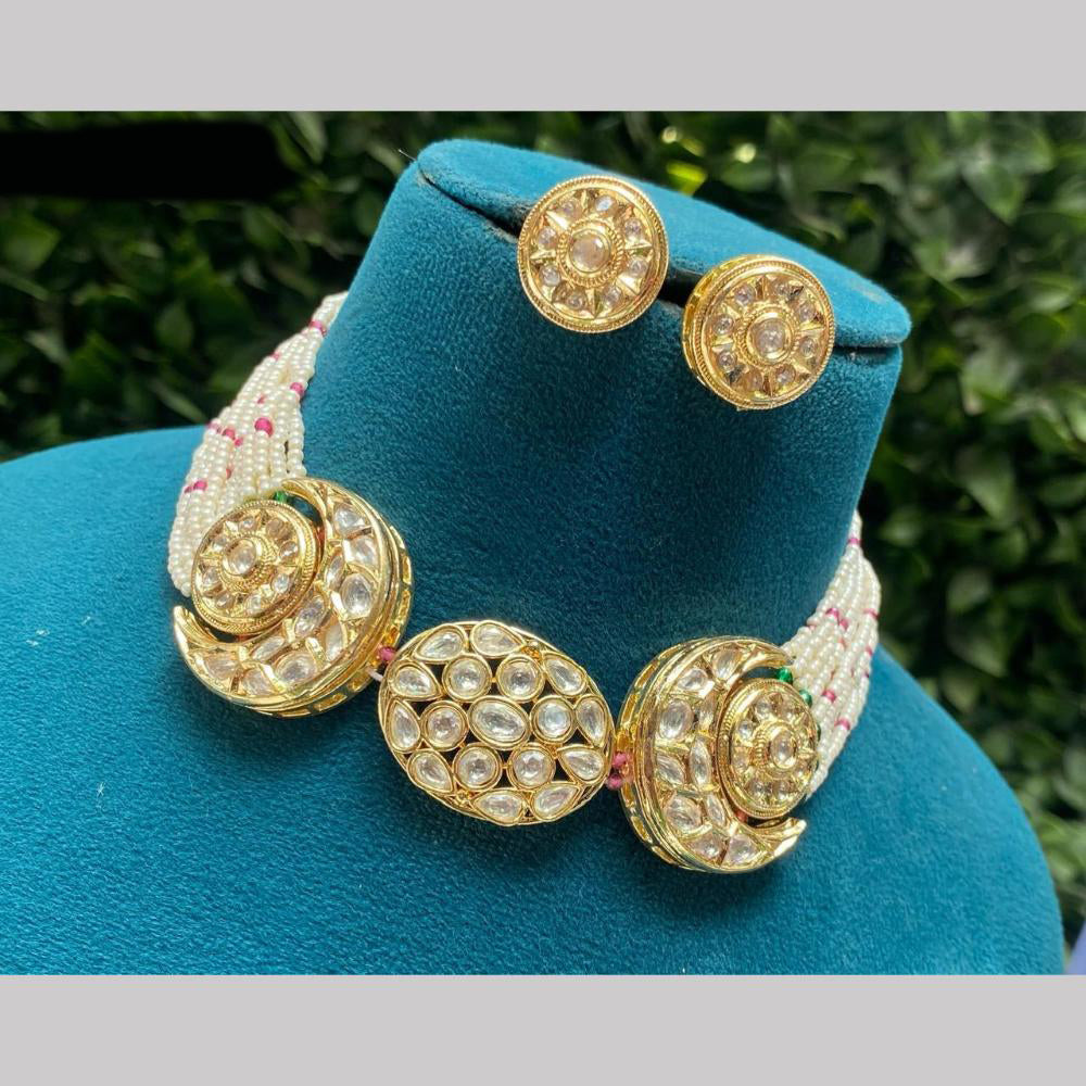 Amoliya Jewels Traditional Gold-Plated Kundan Necklace Set