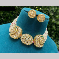 Amoliya Jewels Traditional Gold-Plated Kundan Necklace Set