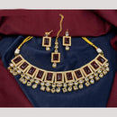 Amoliya Gold Plated Designer Crystal And Beads Choker Necklace Set