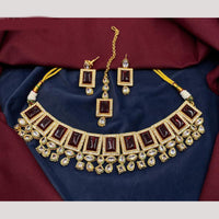 Amoliya Gold Plated Designer Crystal And Beads Choker Necklace Set