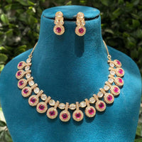 Amoliya Jewels Gold Plated Polki Kundan Necklace Set