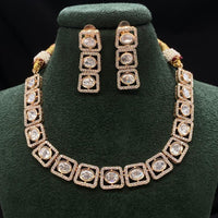 Amoliya Jewels Gold Plated Polki Kundan Necklace Set