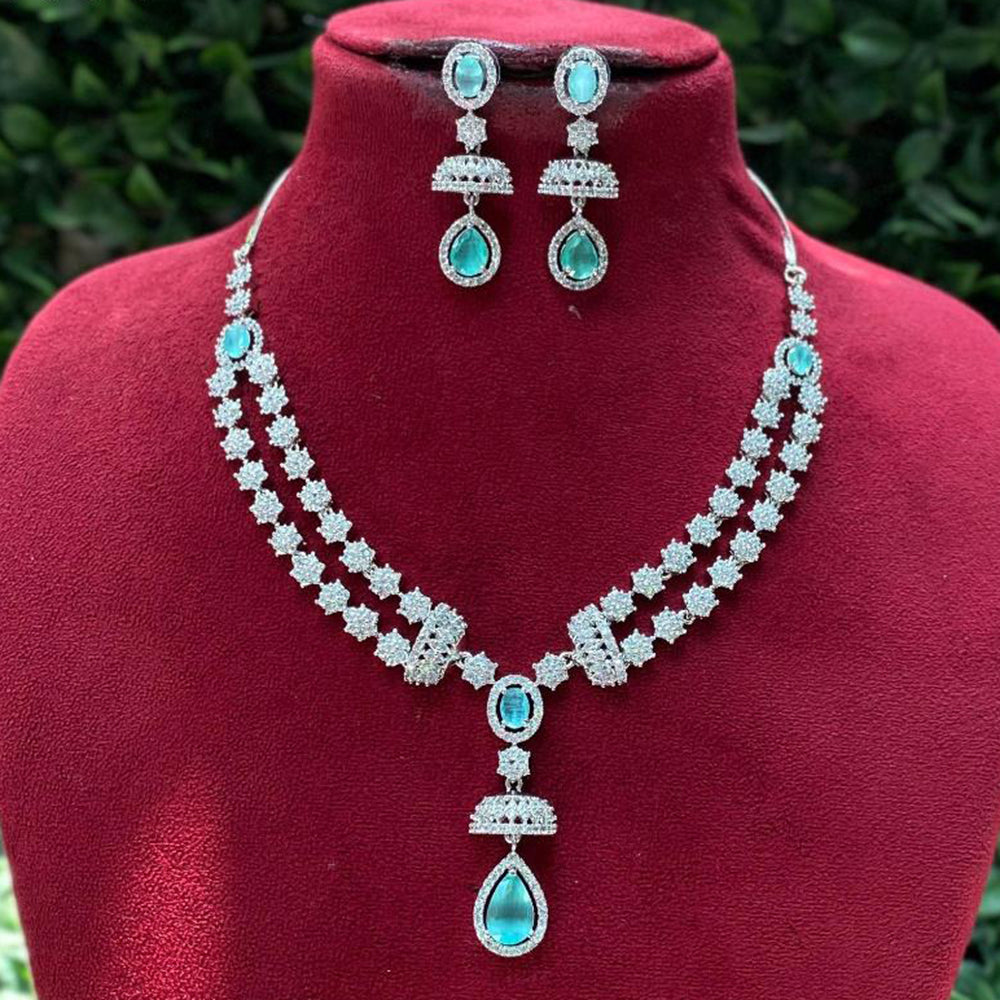 Amoliya Jewels Gold Plated American Diamond Necklace Set
