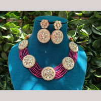 Amoliya Jewels Gold Plated Polki Kundan And Beads Necklace Set