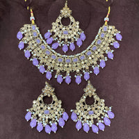 Amoliya Jewels Elegant Gold Plated Crystal And Beads Necklace Set