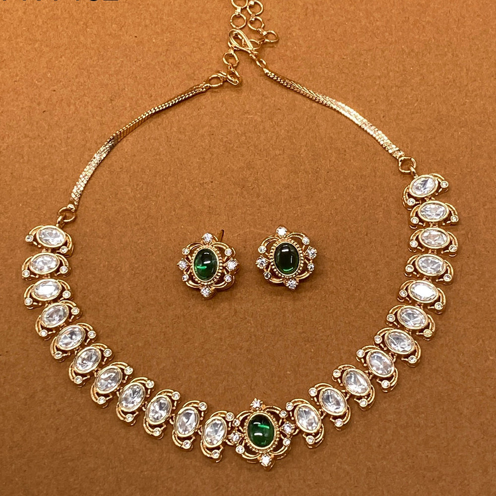 Amoliya Jewels Gold Plated Polki Kundan Necklace Set