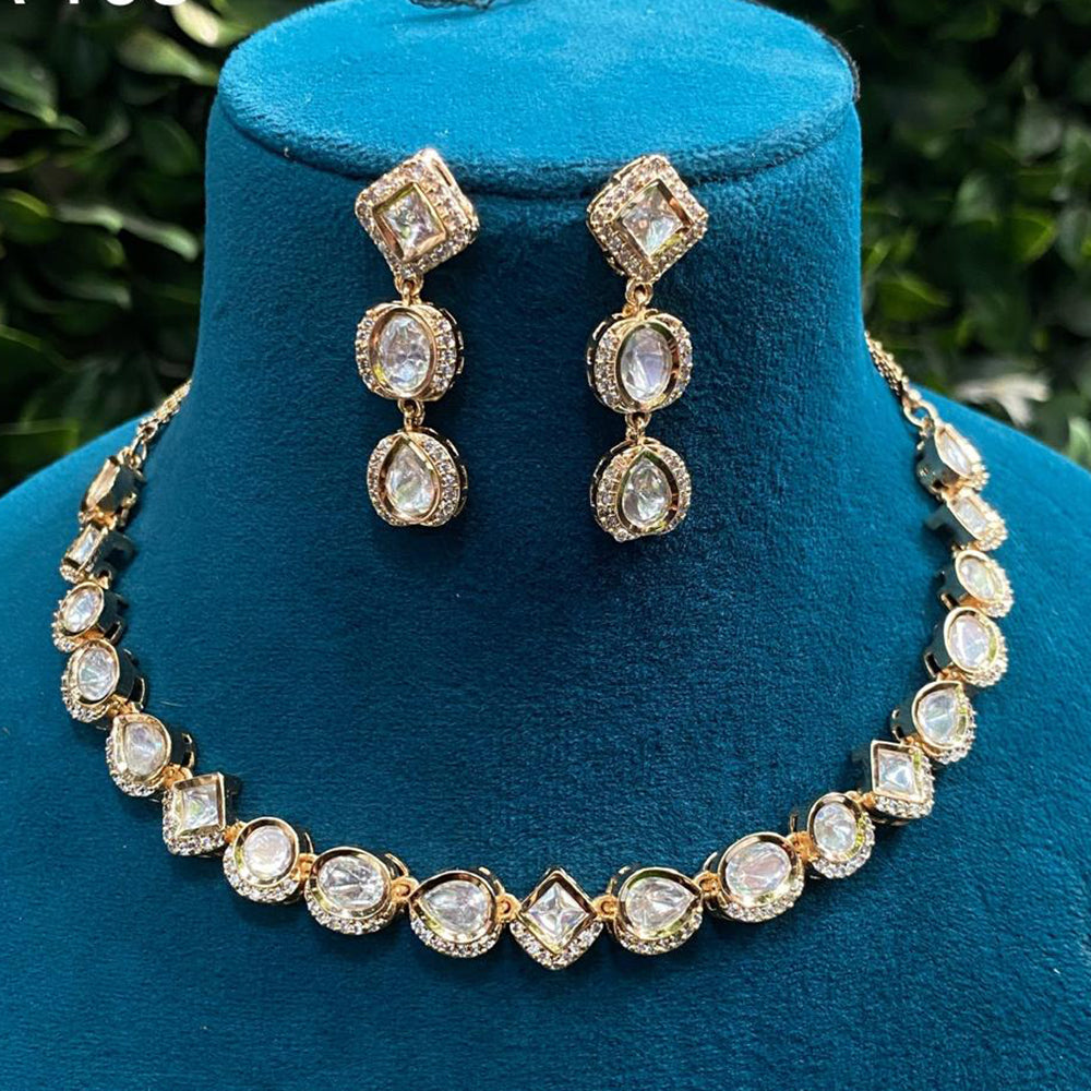Amoliya Jewels Gold Plated Polki Kundan Necklace Set
