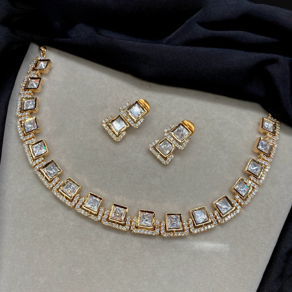 Amoliya Jewels Gold Plated Polki Kundan Necklace Set