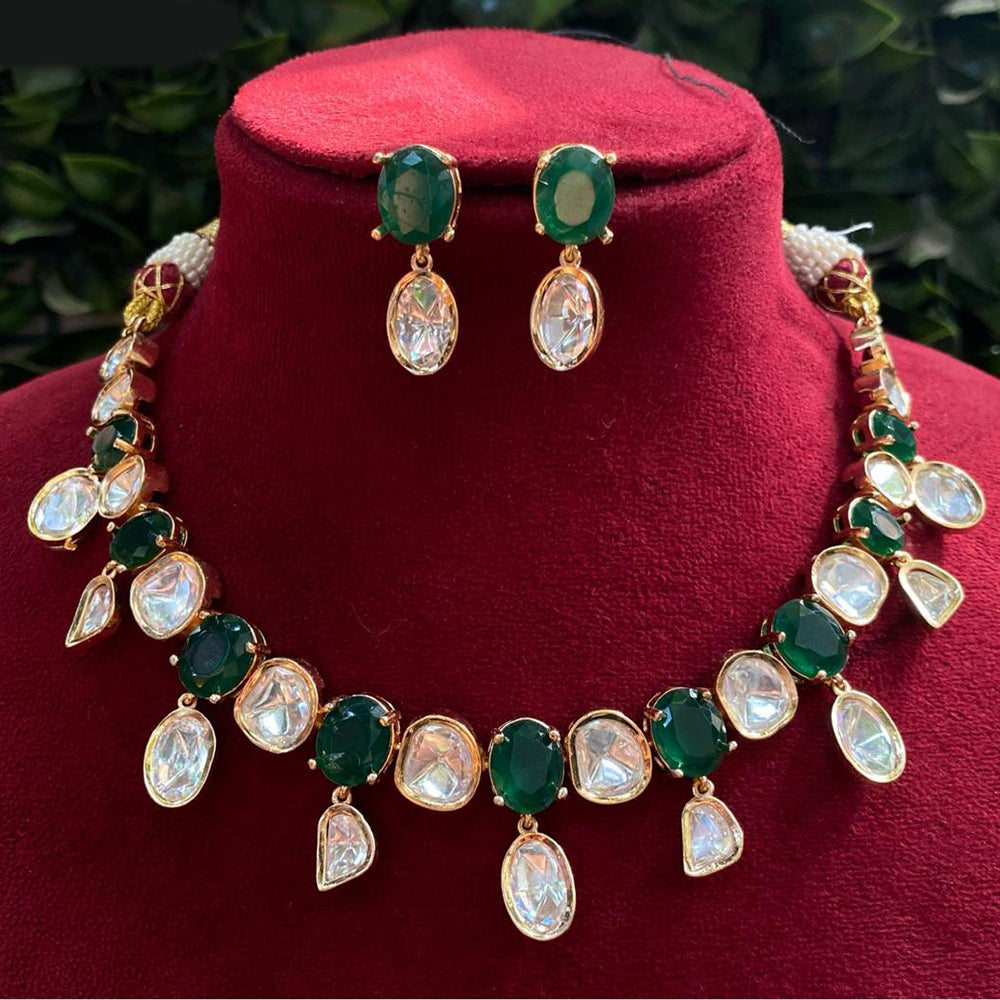 Amoliya Jewels Gold Plated Polki Kundan Necklace Set