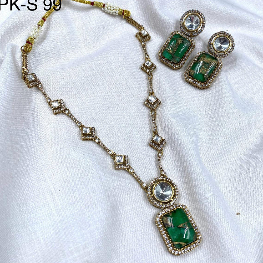 Amoliya Jewels Gold Plated Druzy Stone Necklace Set