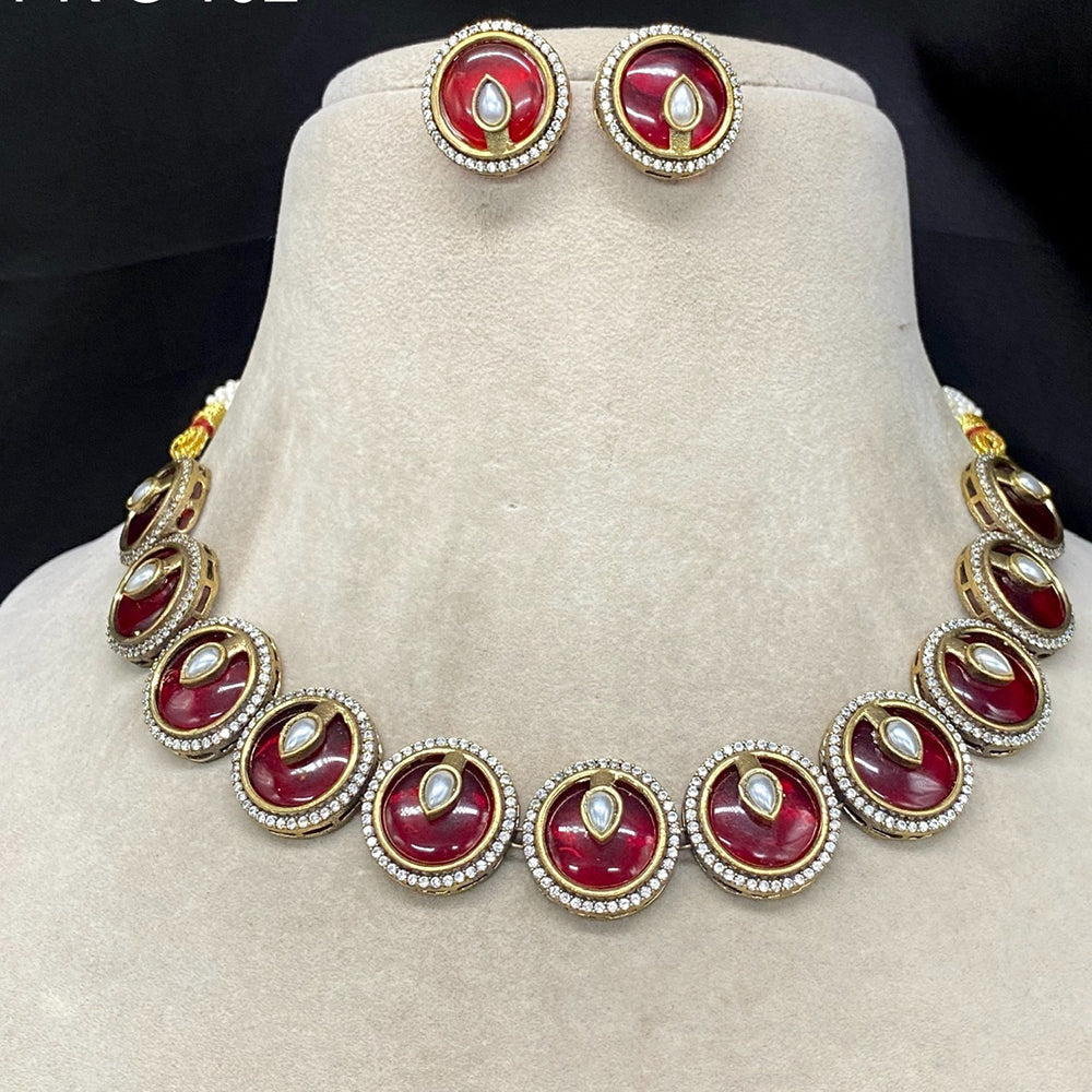 Amoliya Jewels Gold Plated Kundan Necklace Set