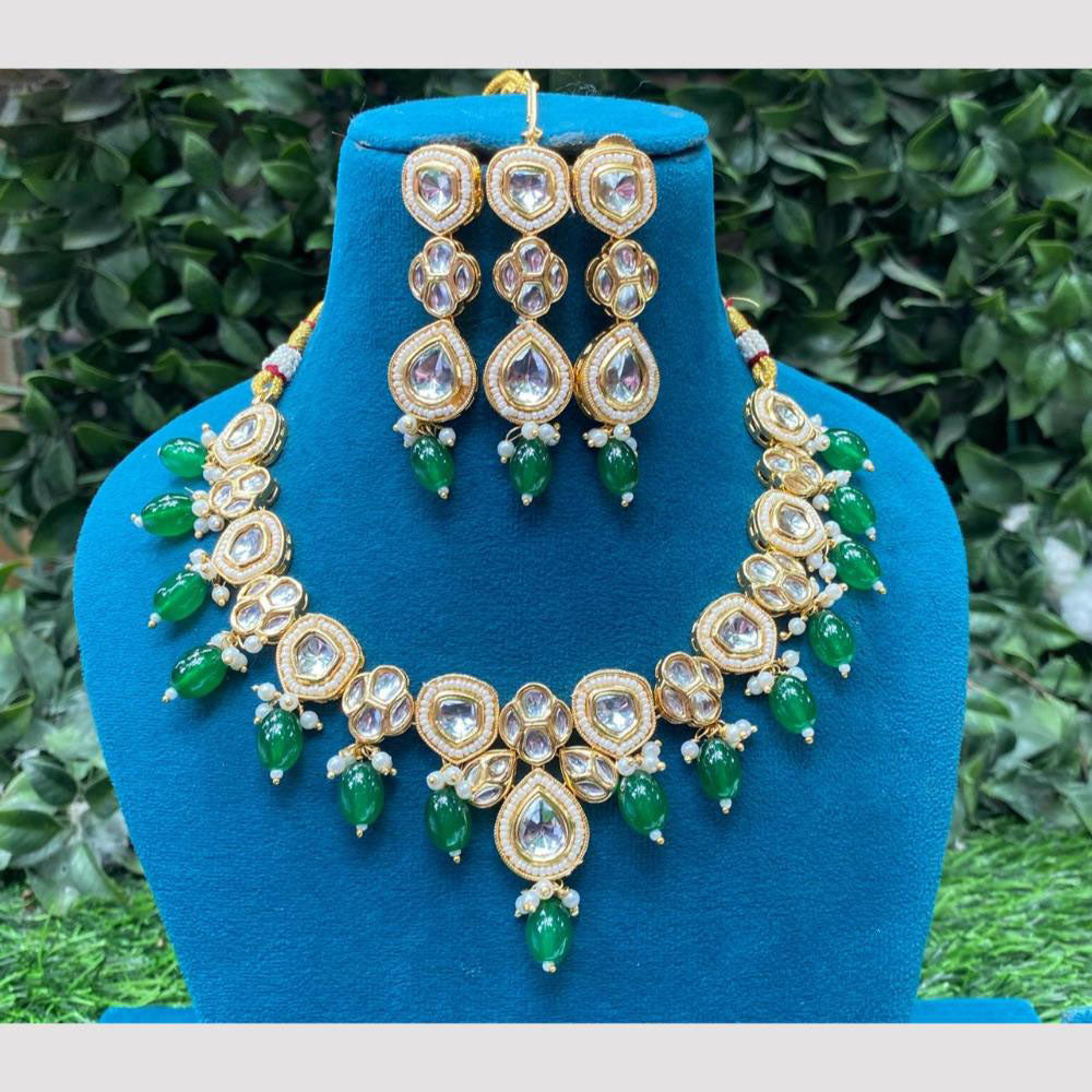 Amoliya Jewels Gold Plated Kundan And Beads Necklace Set