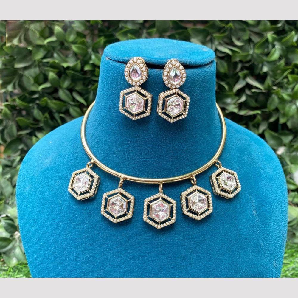 Amoliya Jewels Gold Plated Kundan Necklace Set