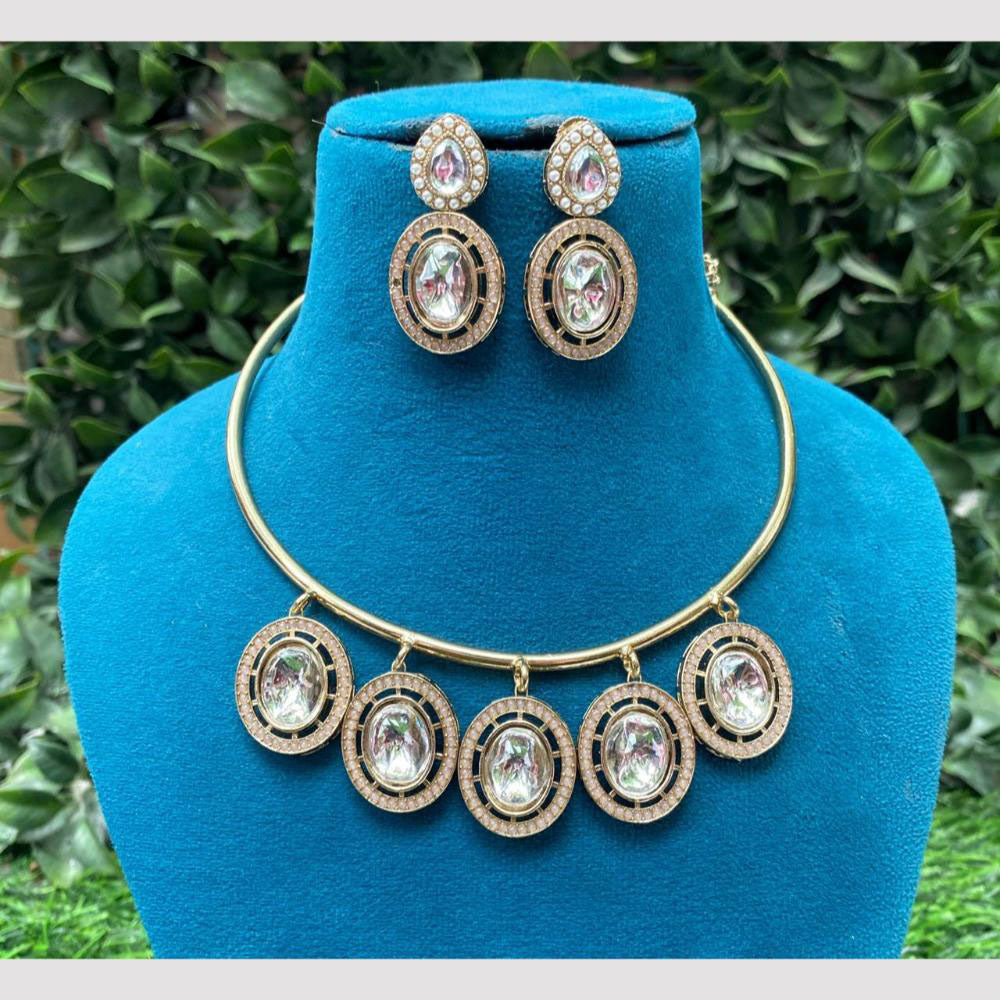 Amoliya Jewels Gold Plated Kundan And Beads Necklace Set
