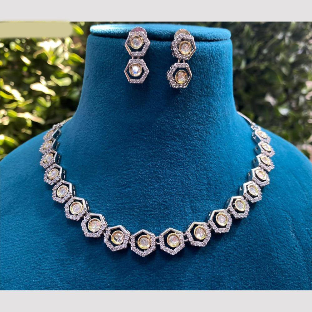 Amoliya Jewels Gold Plated Polki Kundan Necklace Set