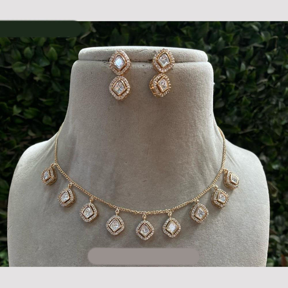 Amoliya Jewels Gold Plated Polki Kundan Necklace Set