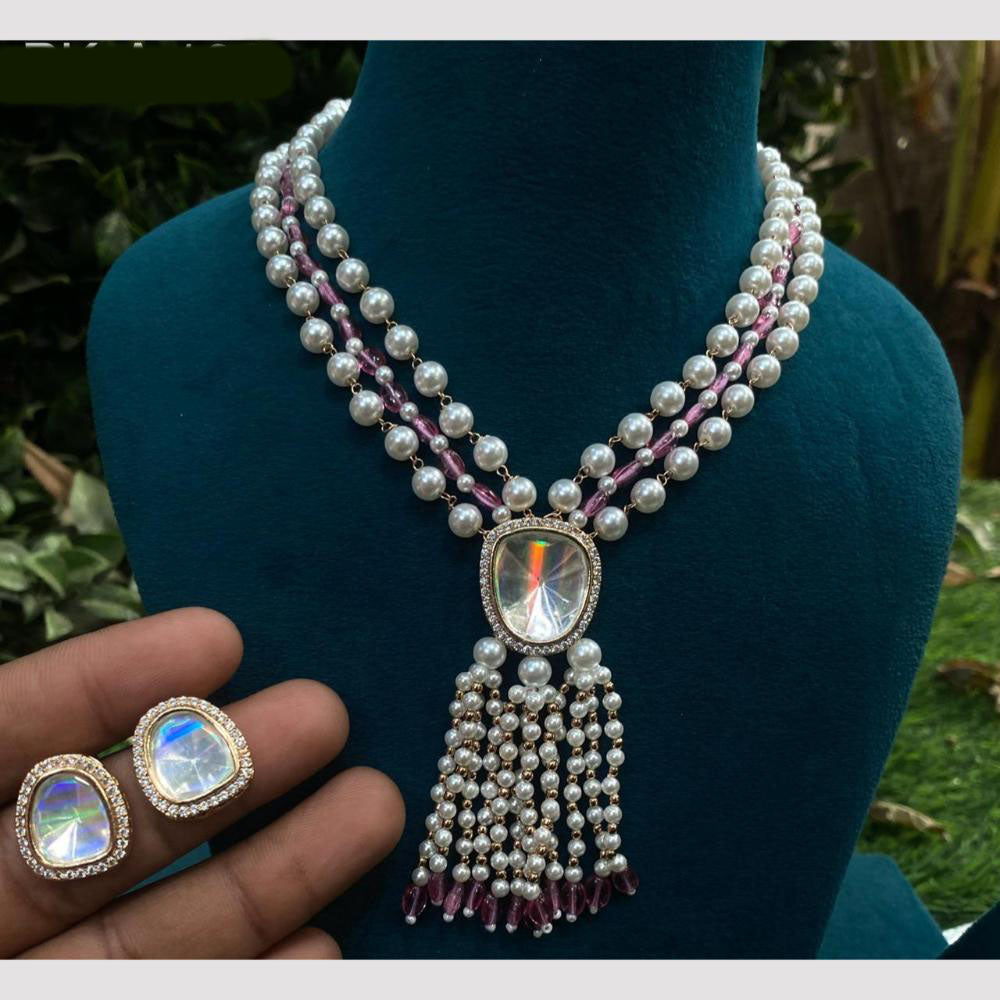 Amoliya Jewels Gold Plated Kundan And Beads Necklace Set