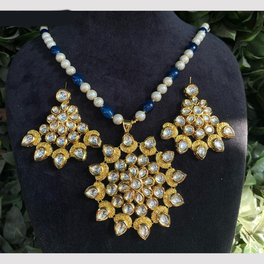 Amoliya Jewels Gold Plated Kundan And Beads Necklace Set
