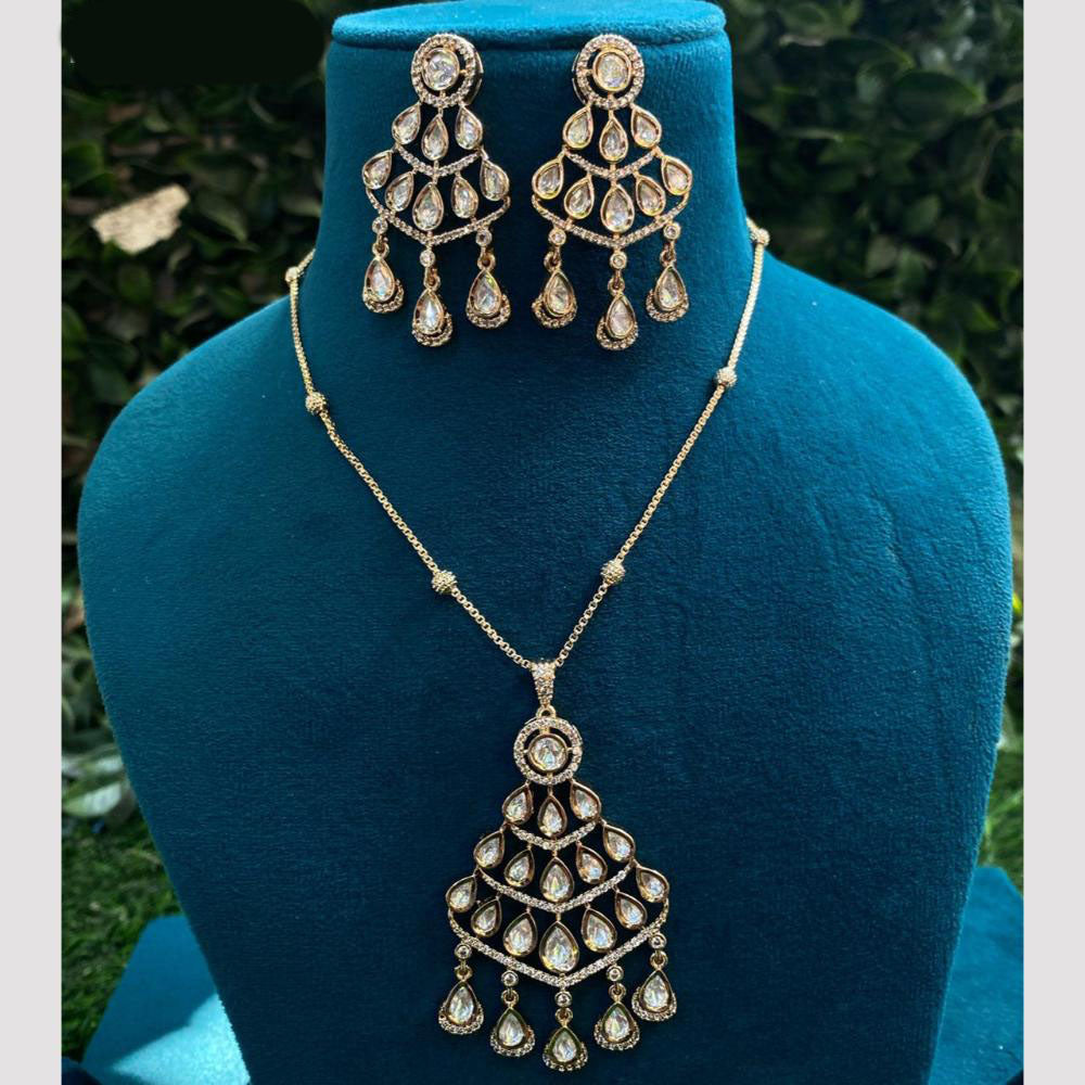 Amoliya Jewels Gold Plated Polki Kundan Necklace Set