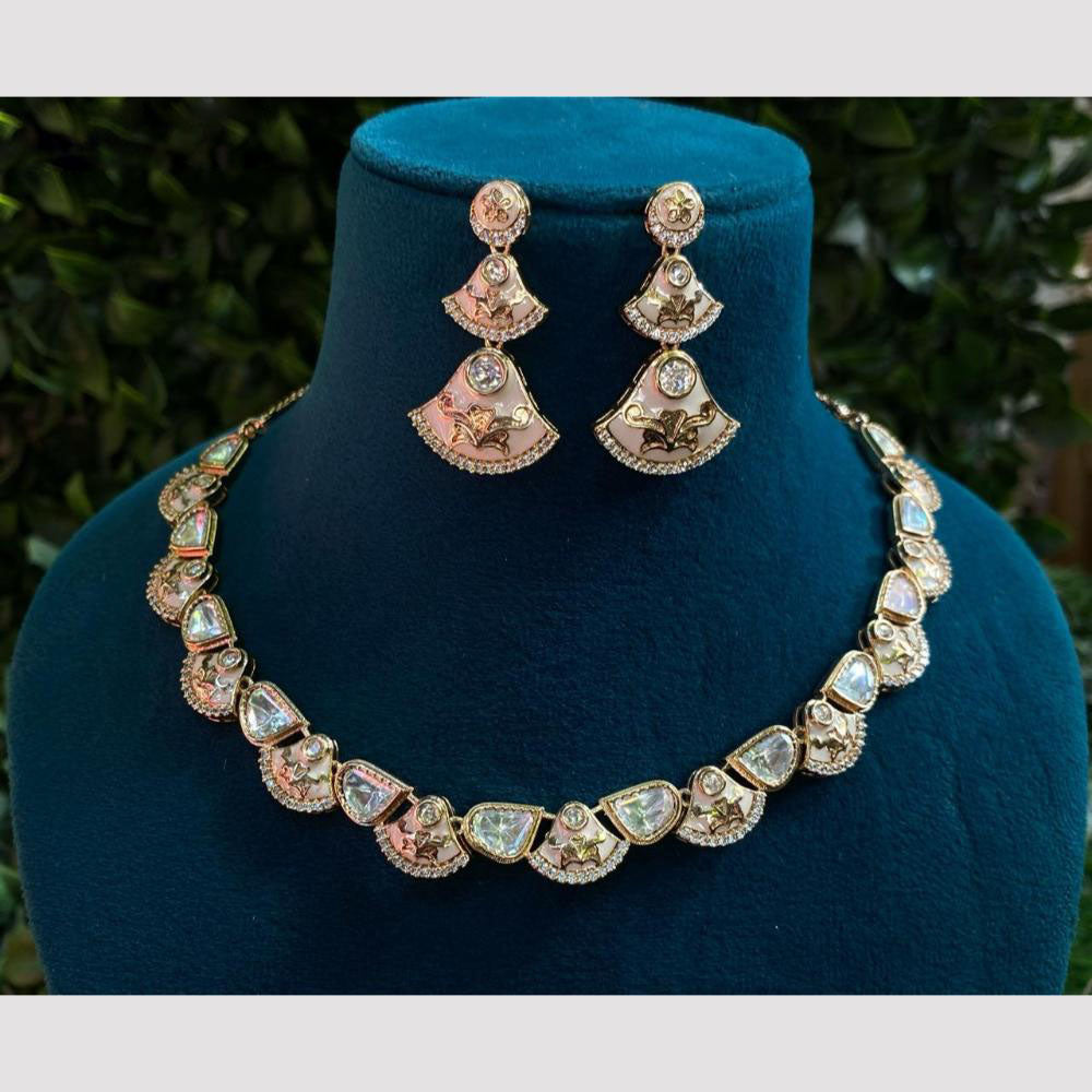 Amoliya Jewels Gold Plated Polki Kundan Meenakari Necklace Set
