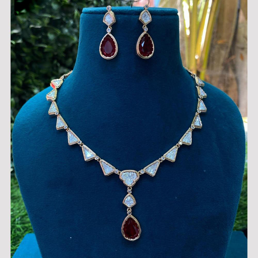 Amoliya Jewels Gold Plated Polki Kundan Necklace Set