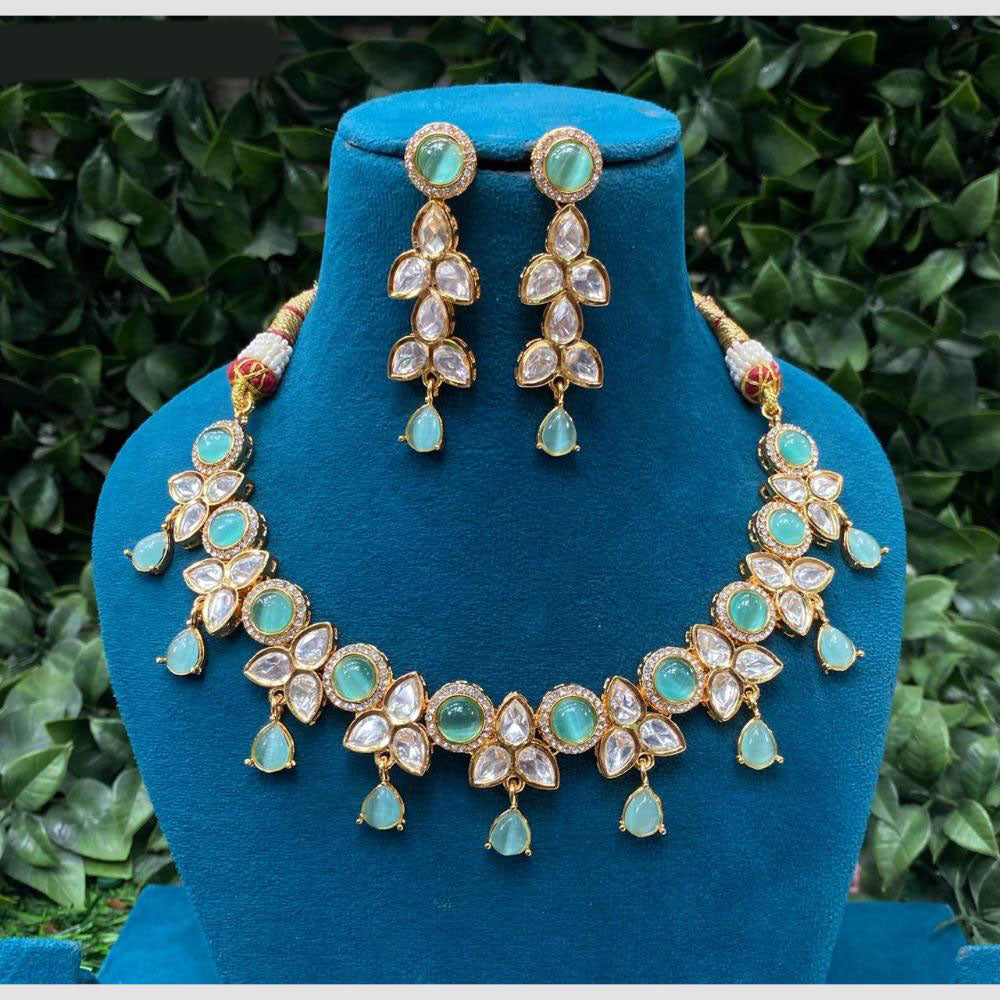 Amoliya Jewels Gold Plated Polki Kundan Necklace Set