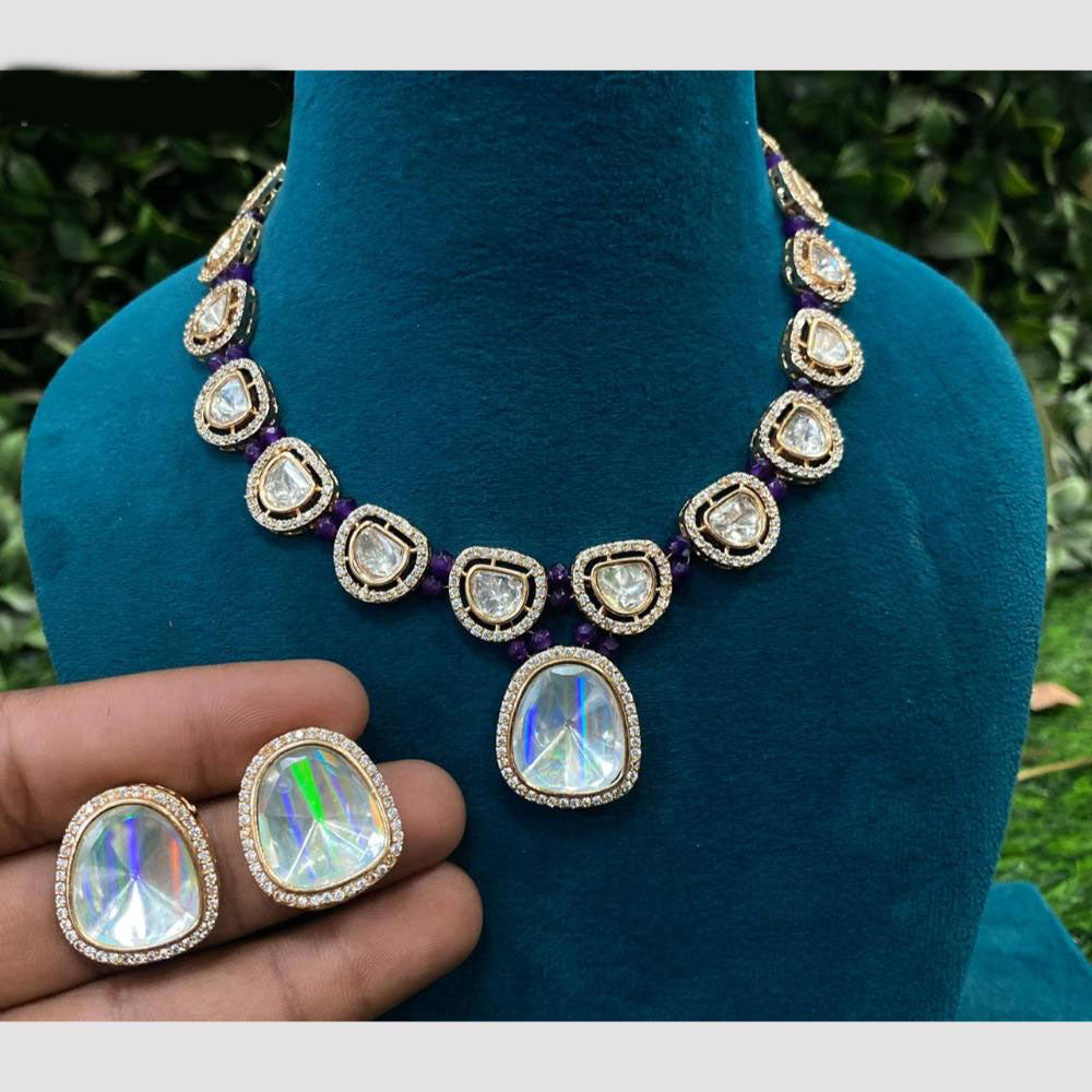 Amoliya Jewels Gold Plated Kundan Necklace Set