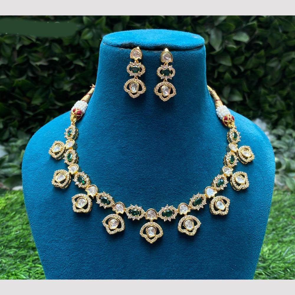 Amoliya Jewels Gold Plated Polki Kundan Necklace Set