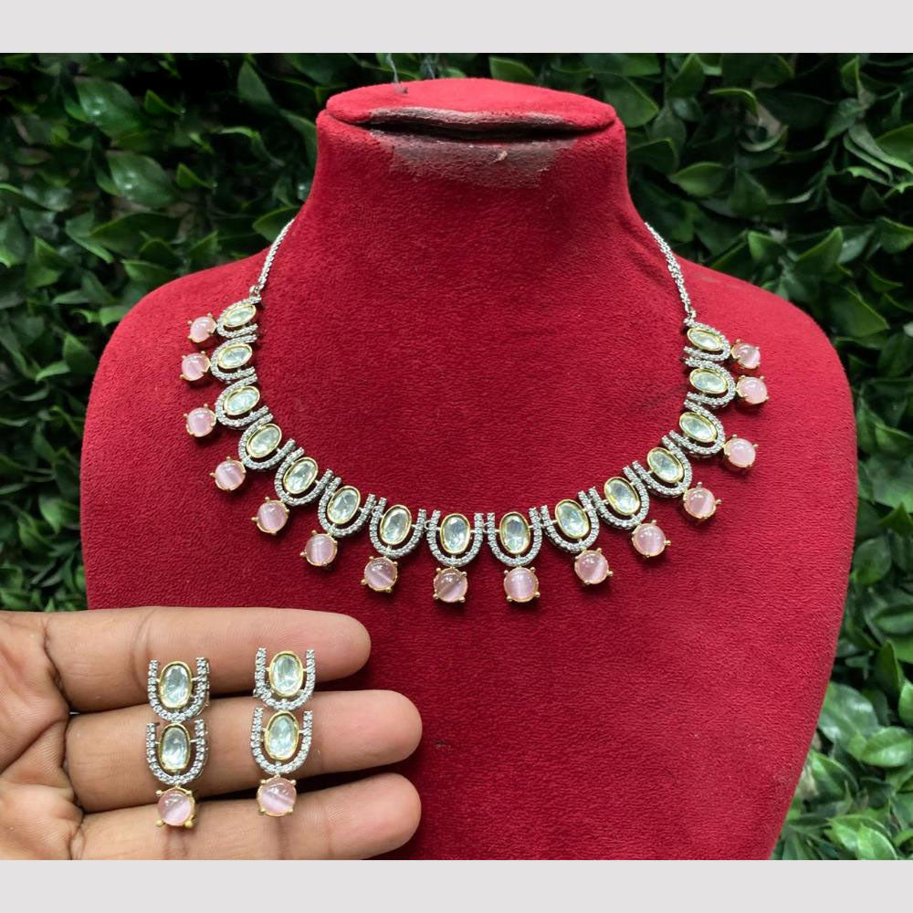 Amoliya Jewels Traditional Gold-Plated Polki Kundan And Beads Necklace Set