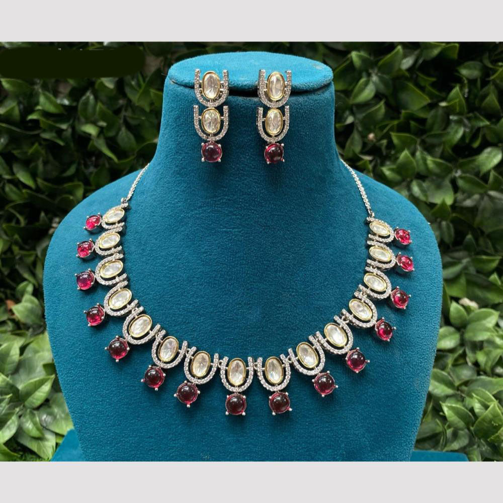 Amoliya Jewels Gold Plated Polki Kundan Necklace Set