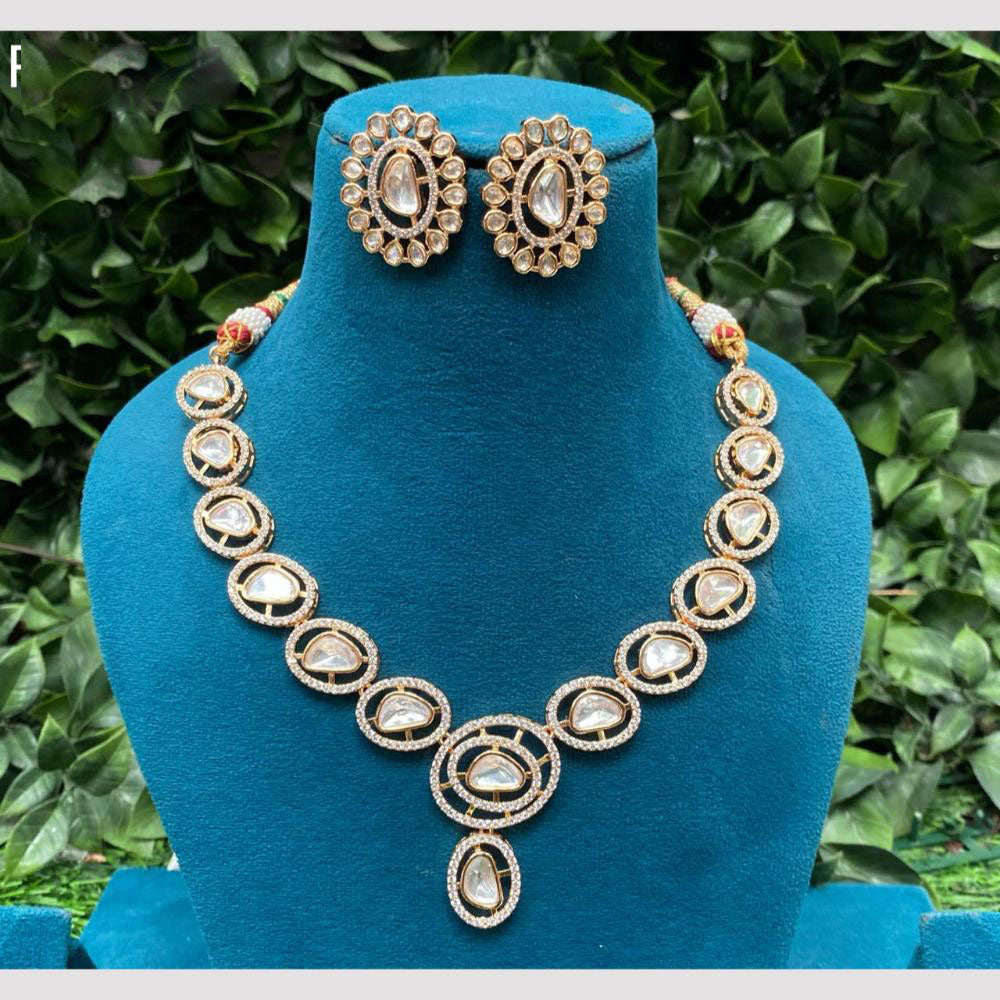 Amoliya Jewels Gold Plated Polki Kundan Necklace Set