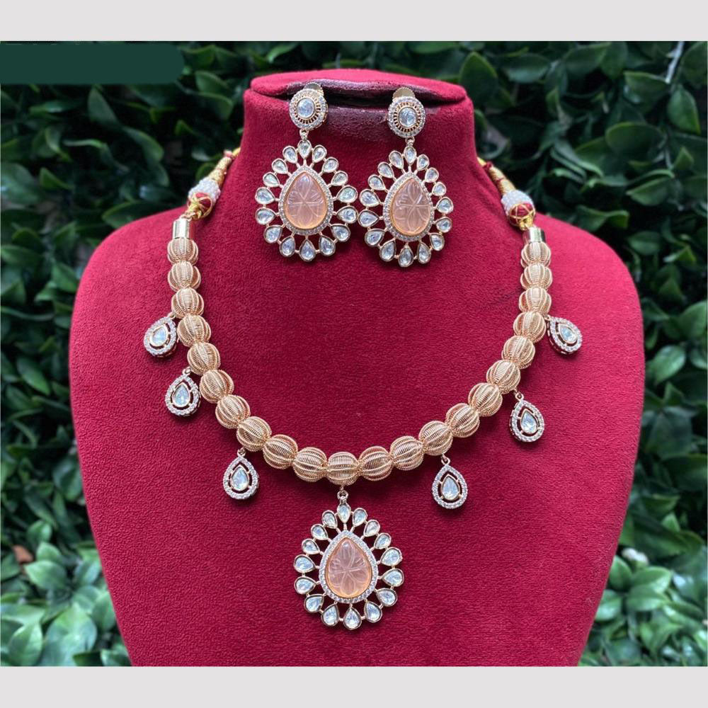Amoliya Jewels Gold Plated Polki Kundan Necklace Set