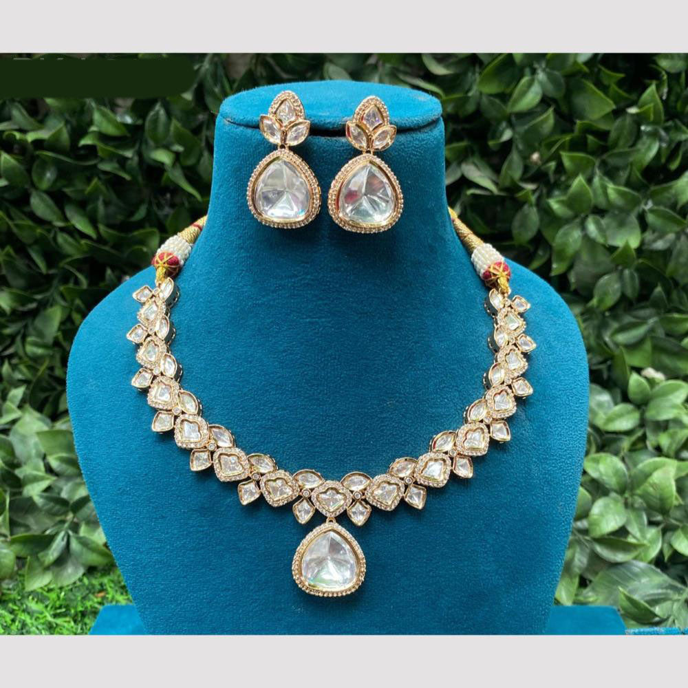 Amoliya Jewels Gold Plated Polki Kundan Necklace Set