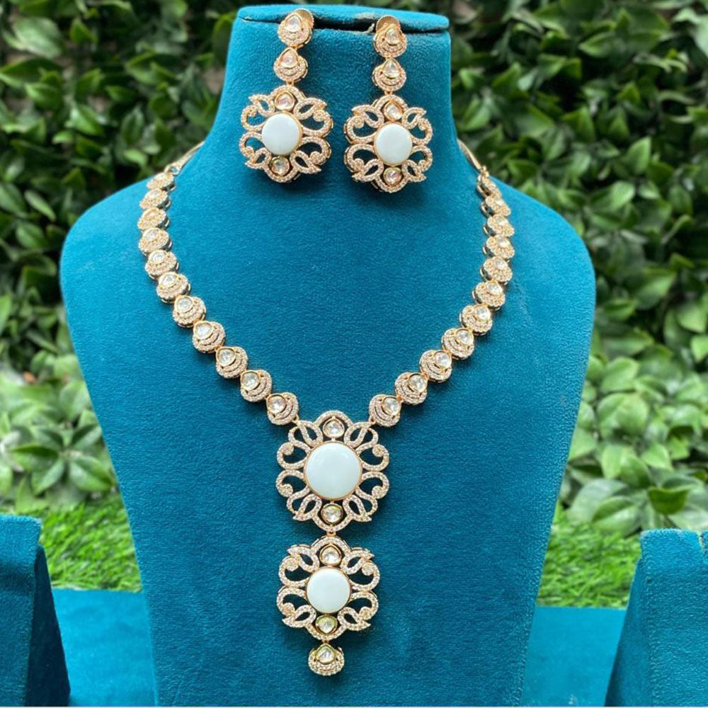Amoliya Jewels Gold Plated Polki Kundan Necklace Set