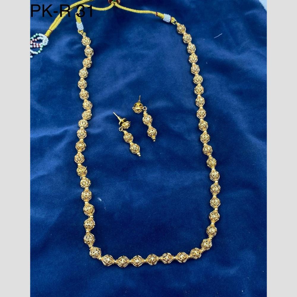 Amoliya Jewels Elegant Gold Plated Beads Necklace Set