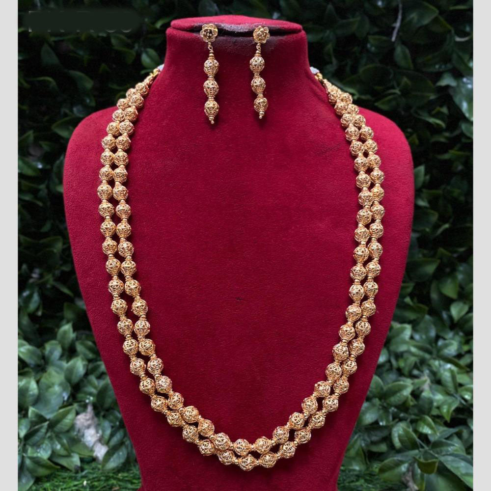 Amoliya Jewels Elegant Gold Plated Beads Necklace Set