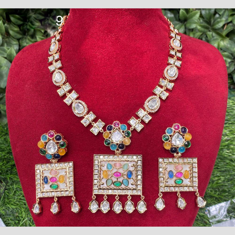 Amoliya Jewels Gold Plated Polki Kundan Necklace Set