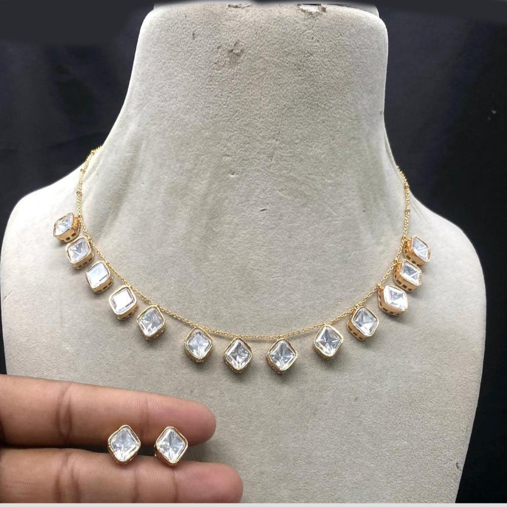 Amoliya Jewels Gold Plated Polki Kundan Necklace Set