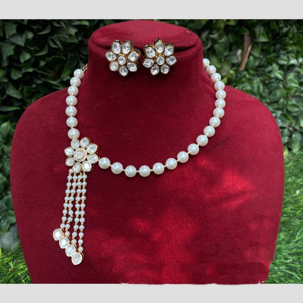 Amoliya Jewels Gold Plated Polki Kundan And Beads Necklace Set