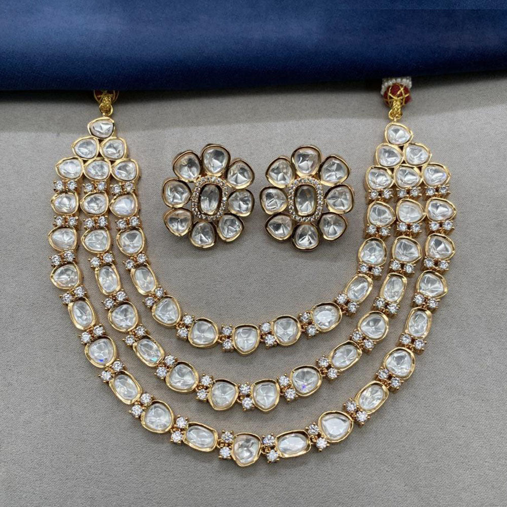 Amoliya Jewels Gold Plated Polki Kundan Necklace Set