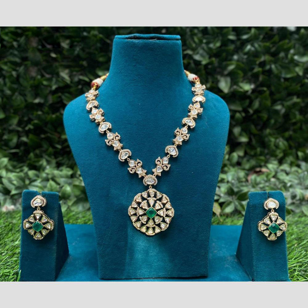 Amoliya Jewels Gold Plated Polki Kundan And Beads Necklace Set