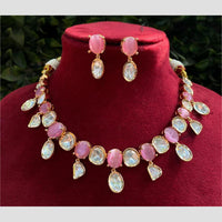 Amoliya Jewels Gold Plated Polki Kundan Necklace Set