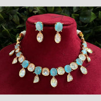 Amoliya Jewels Gold Plated Polki Kundan Necklace Set