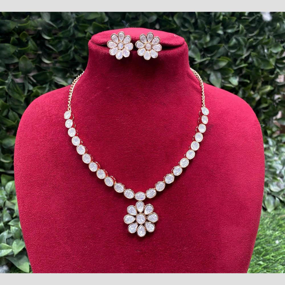 Amoliya Jewels Gold Plated Polki Kundan Necklace Set