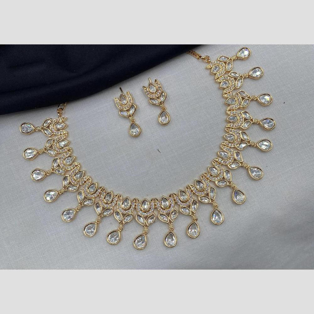 Amoliya Jewels Gold Plated Polki Kundan Necklace Set