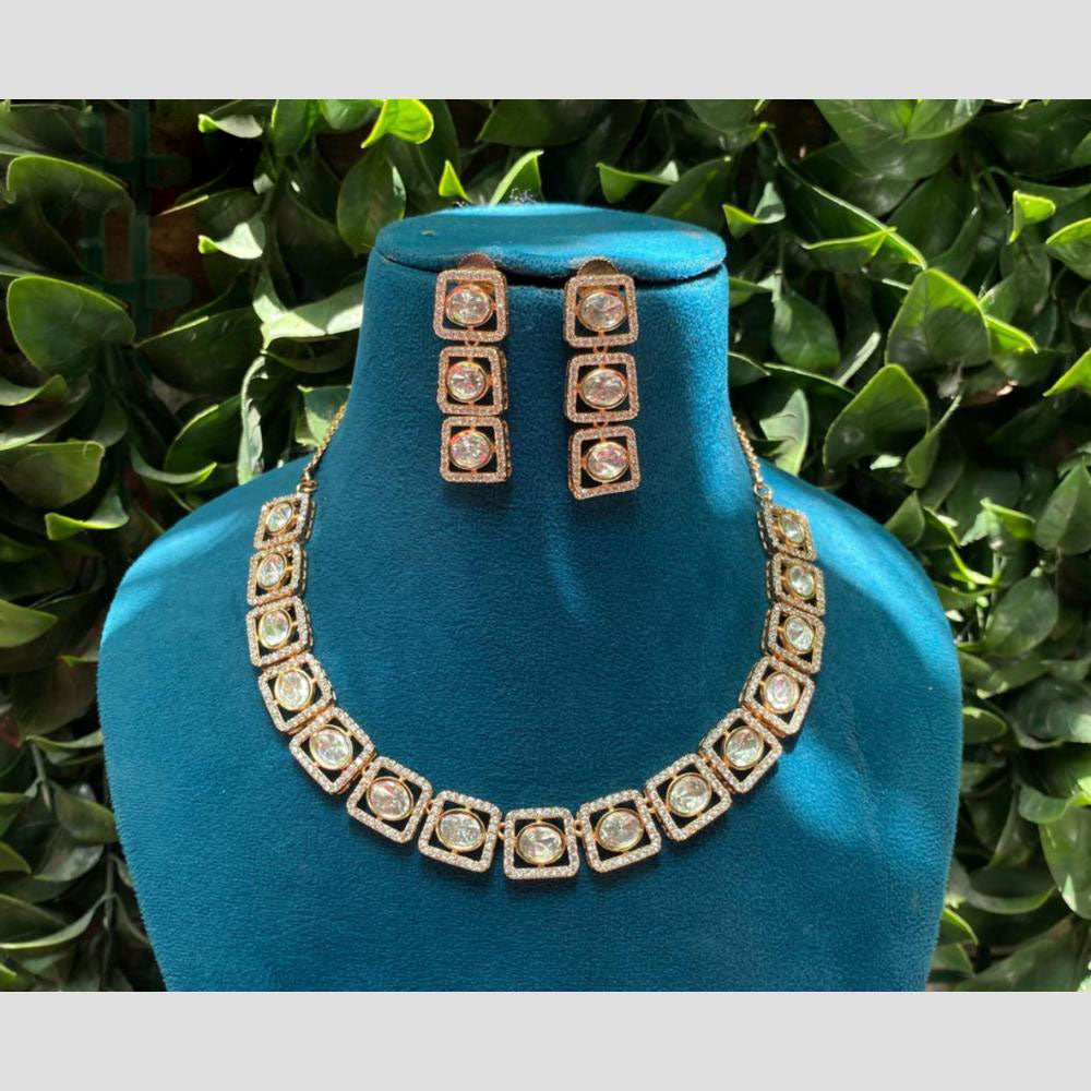 Amoliya Jewels Gold Plated Polki Kundan Necklace Set